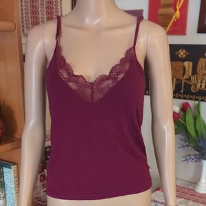 Etam Women's Lace Trim Camisole Top - Purple